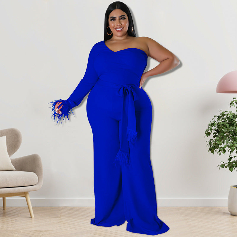 Plus Size Women Clothes Asymmetric Jumpsuit Source - Wild Amber Fashion