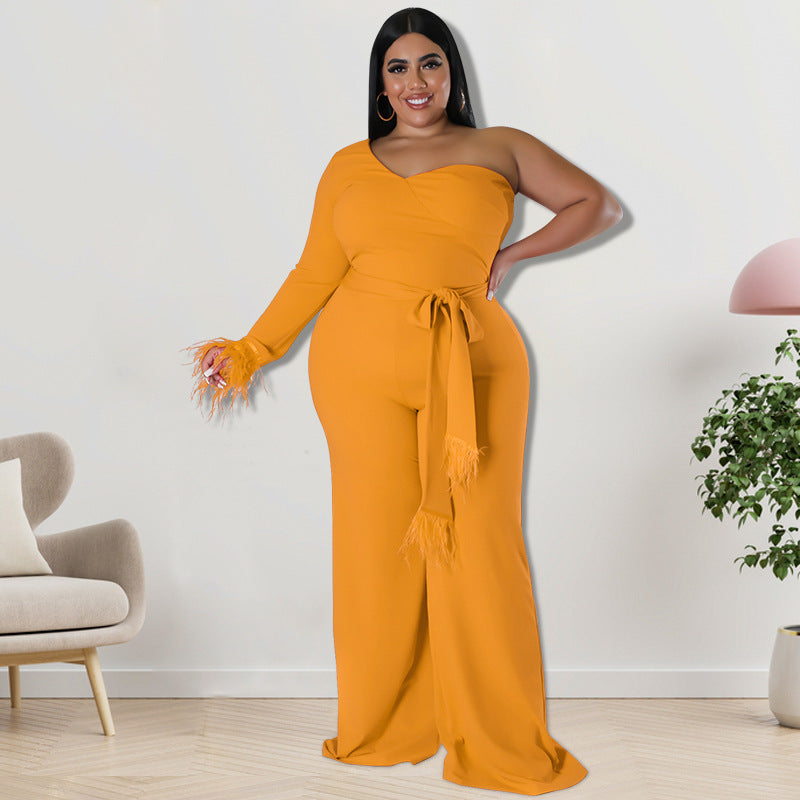 Plus Size Women Clothes Asymmetric Jumpsuit Source - Wild Amber Fashion