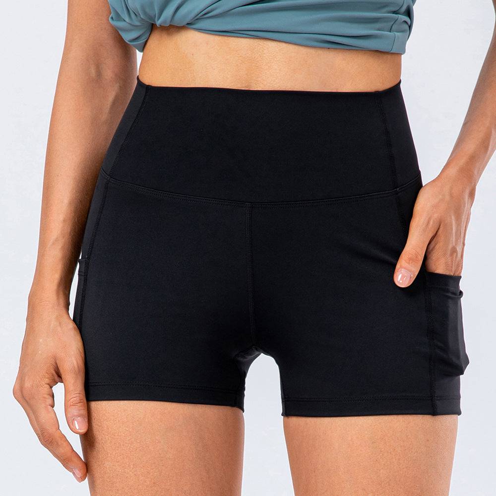 High Waist Nude Feel Yoga Shorts for Women  2 Black 