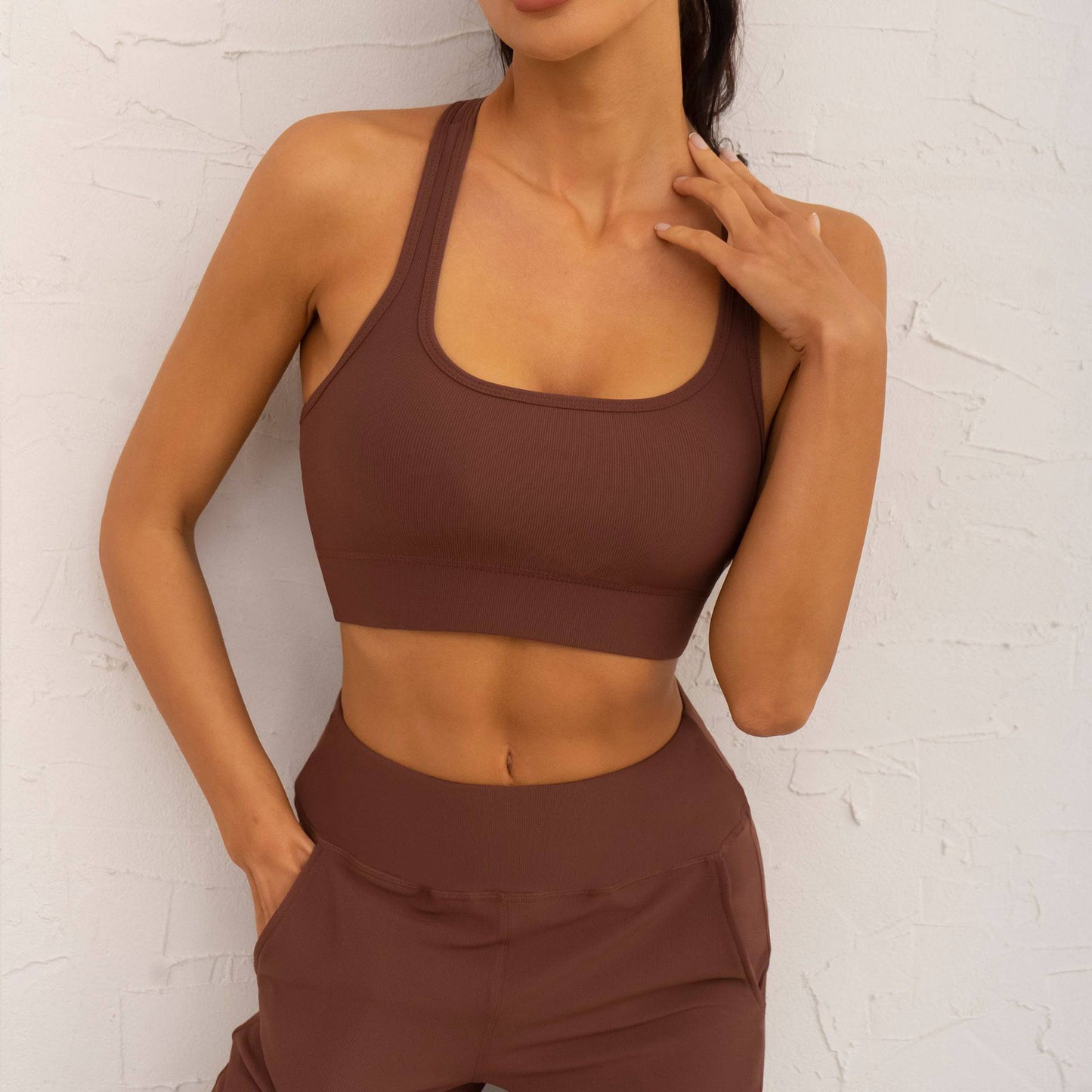 High Strength Shockproof Sports Bra with Cutout and Zipper  S Cappuccino Bra 