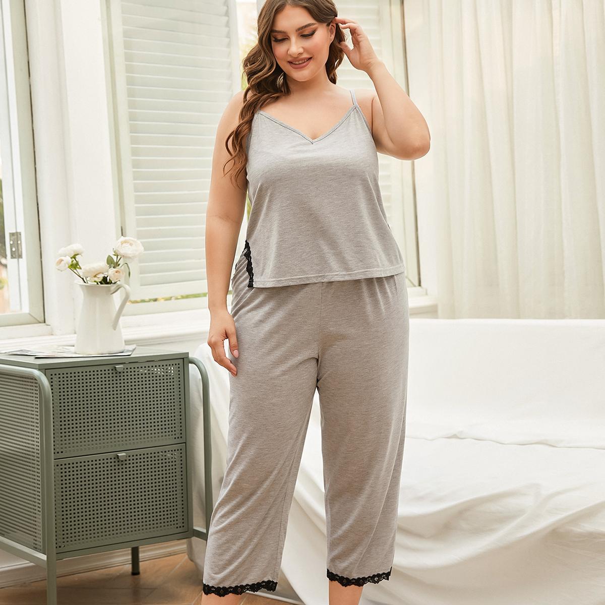 Plus Size Homewear Sling Backless Pajamas Two-Piece Set Can Be Worn outside - Wild Amber Fashion