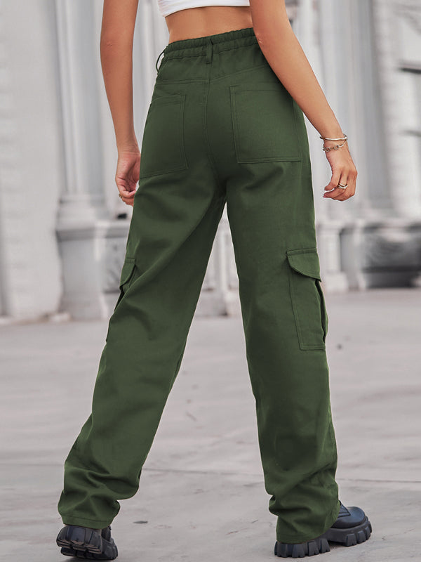 New denim semi-elastic design personality all-match overalls trousers