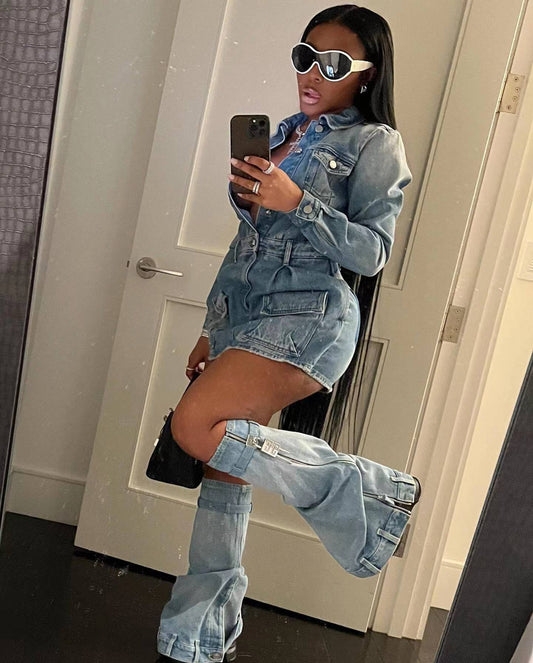 long sleeve denim dress