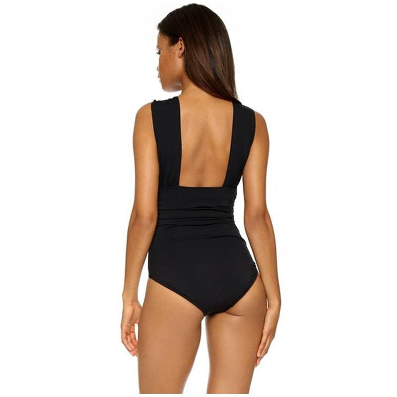 Sexy Deep V Plunge Cross One-Piece Swimsuit    