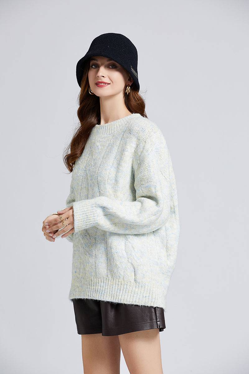 Cozy Mohair Twist Round Neck Sweater    