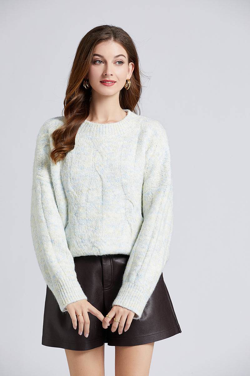 Cozy Mohair Twist Round Neck Sweater    