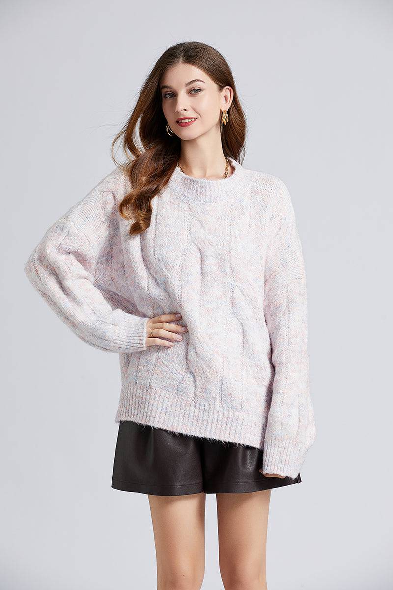 Cozy Mohair Twist Round Neck Sweater    