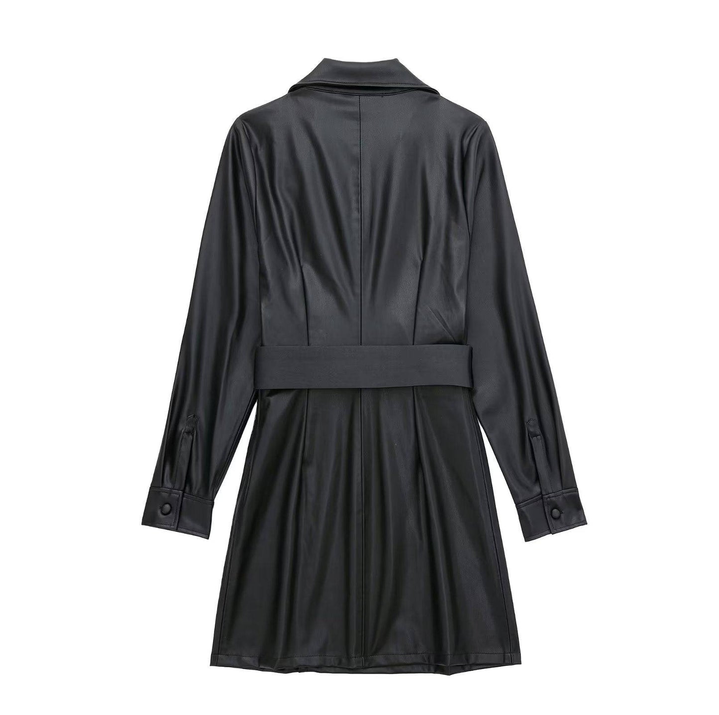 Faux Leather Blazer Dress for Women's Winter    