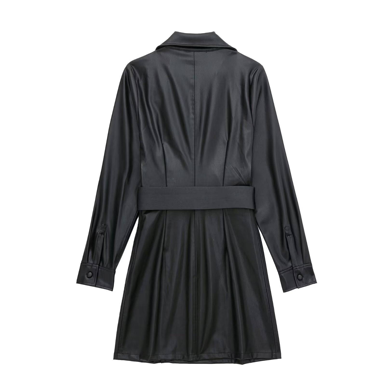 Faux Leather Blazer Dress for Women's Winter    