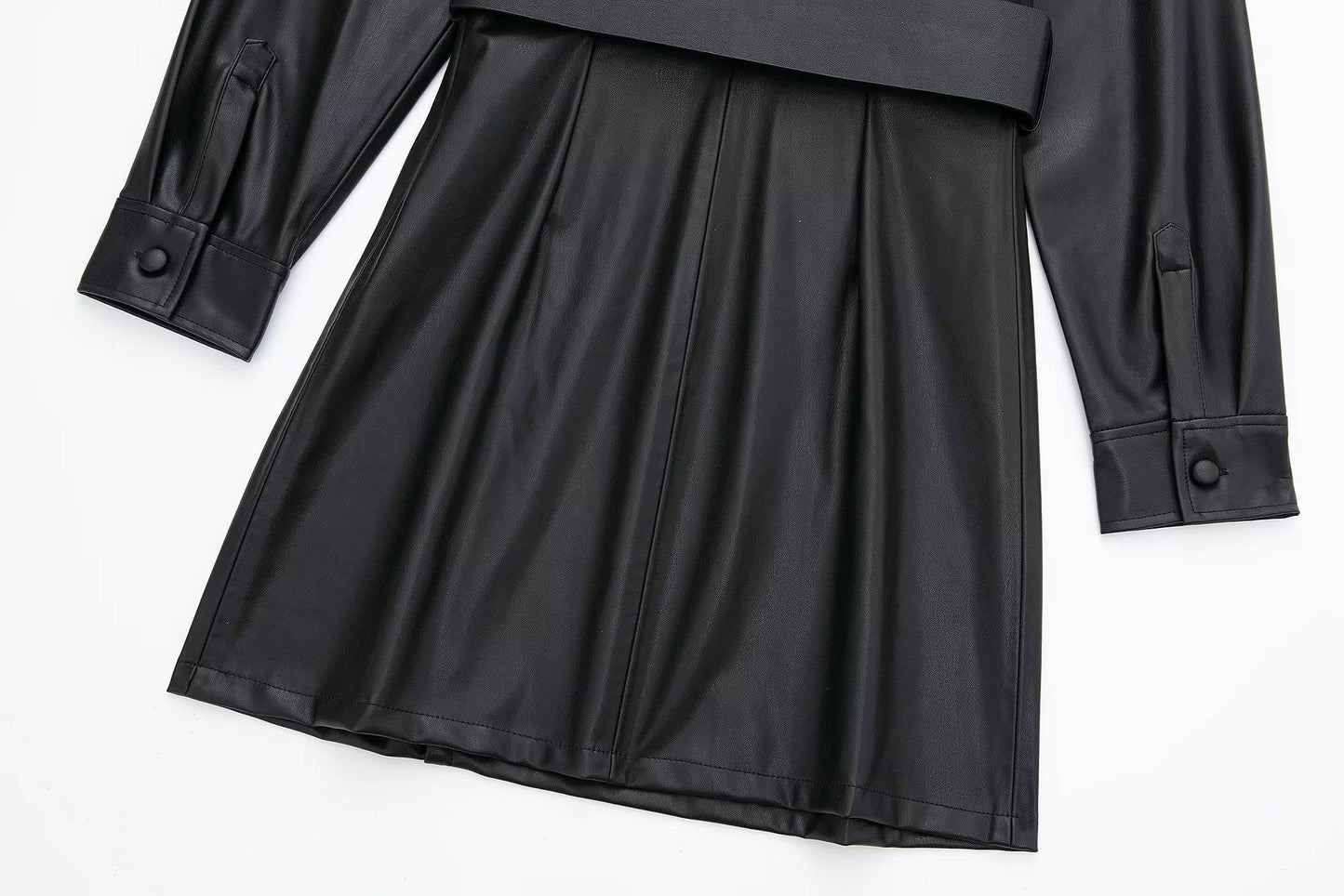 Faux Leather Blazer Dress for Women's Winter    