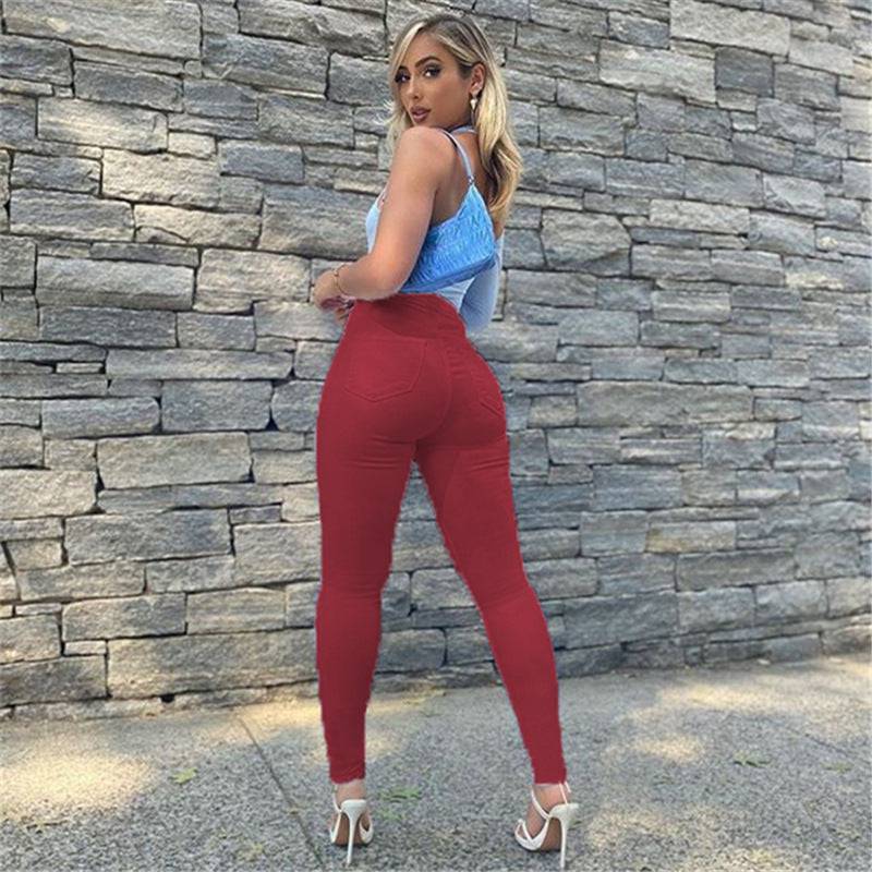 Women's High Waist Skinny Pencil Pants with Pockets    