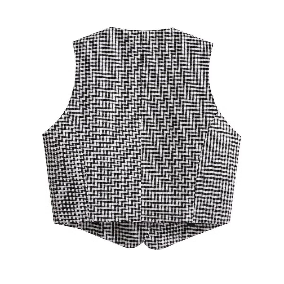 Sleek Black and White Sleeveless Office Vest for Women    