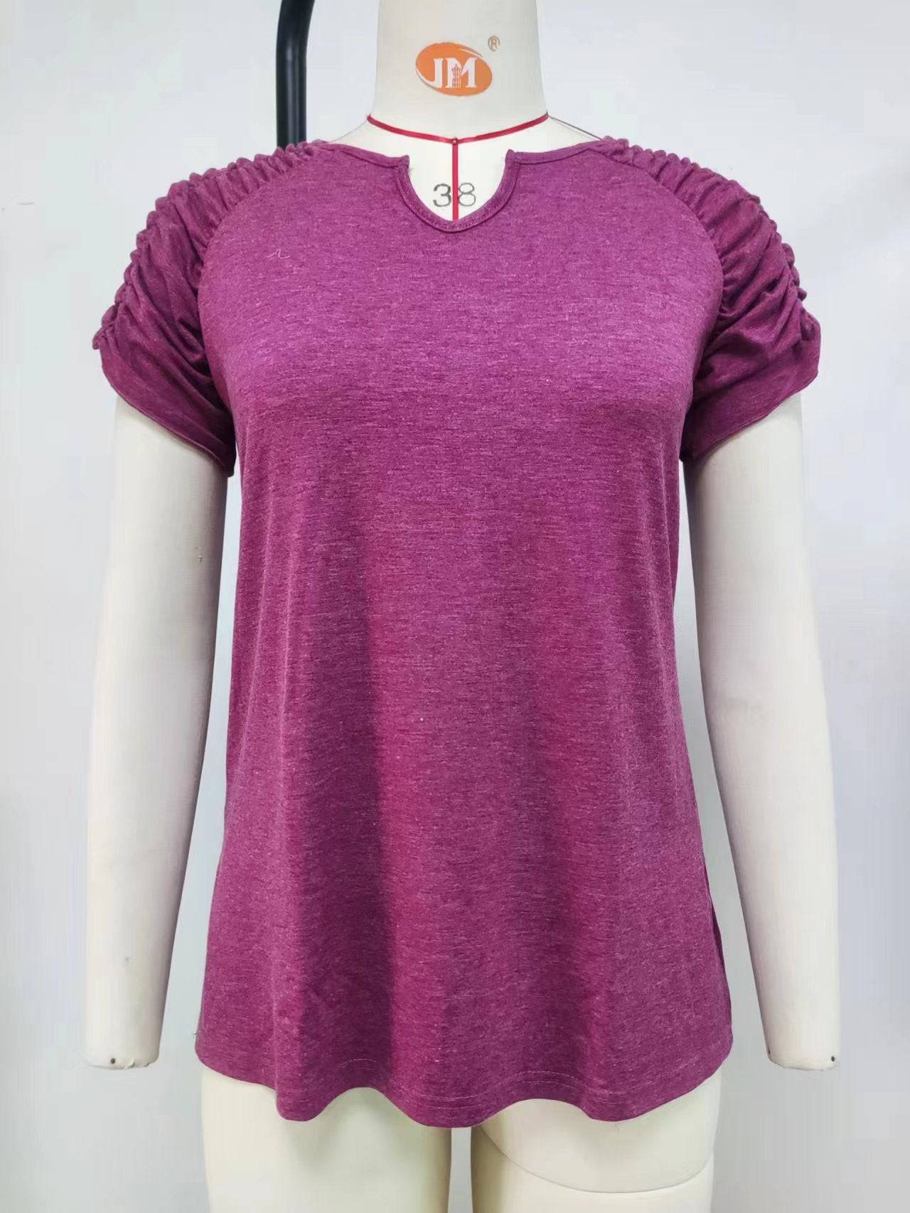 Pleated Summer T-Shirt with Short Raglan Sleeves    