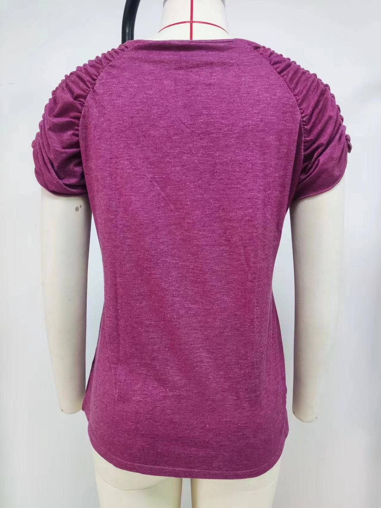 Pleated Summer T-Shirt with Short Raglan Sleeves    