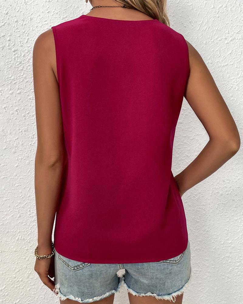 Sleeveless V-Neck Polyester Vest for Women    