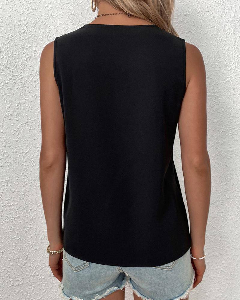 Sleeveless V-Neck Polyester Vest for Women    