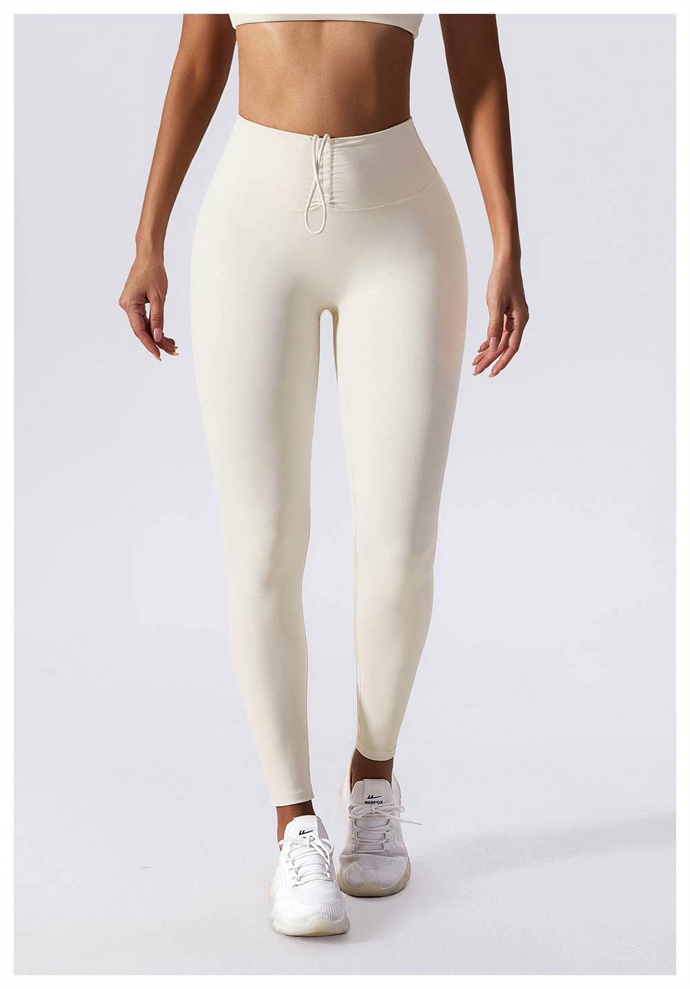 Sculpting Nude High Waist Yoga Pants with Drawstring Closure    