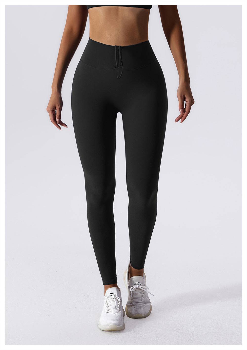 Sculpting Nude High Waist Yoga Pants with Drawstring Closure    