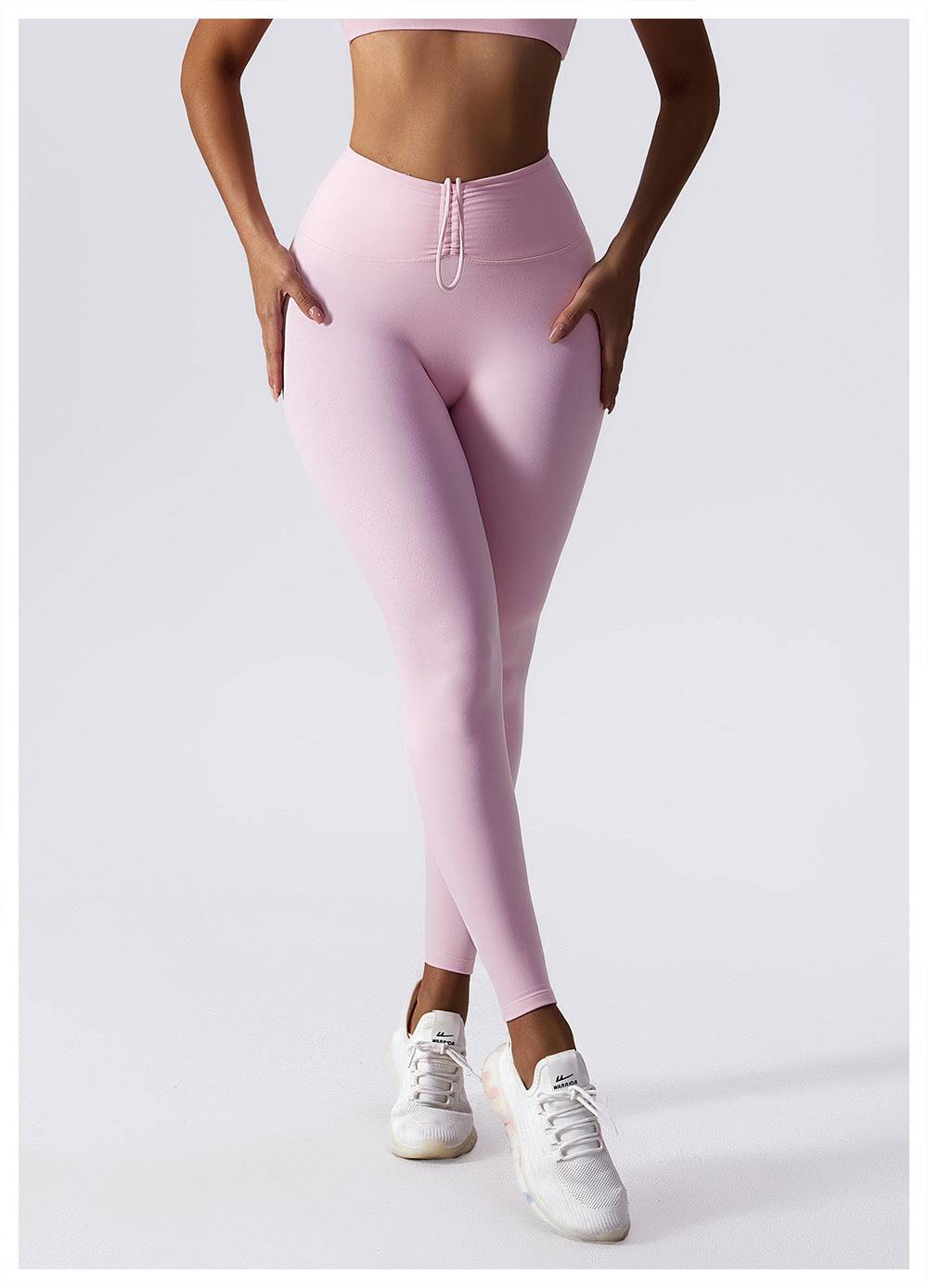 Sculpting Nude High Waist Yoga Pants with Drawstring Closure    