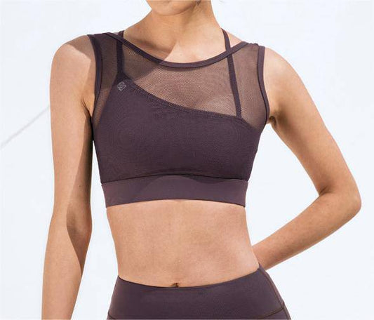 Shockproof Push-Up Mesh Backless Sports Bra for Women - Quick Drying Fitness Yoga Vest    