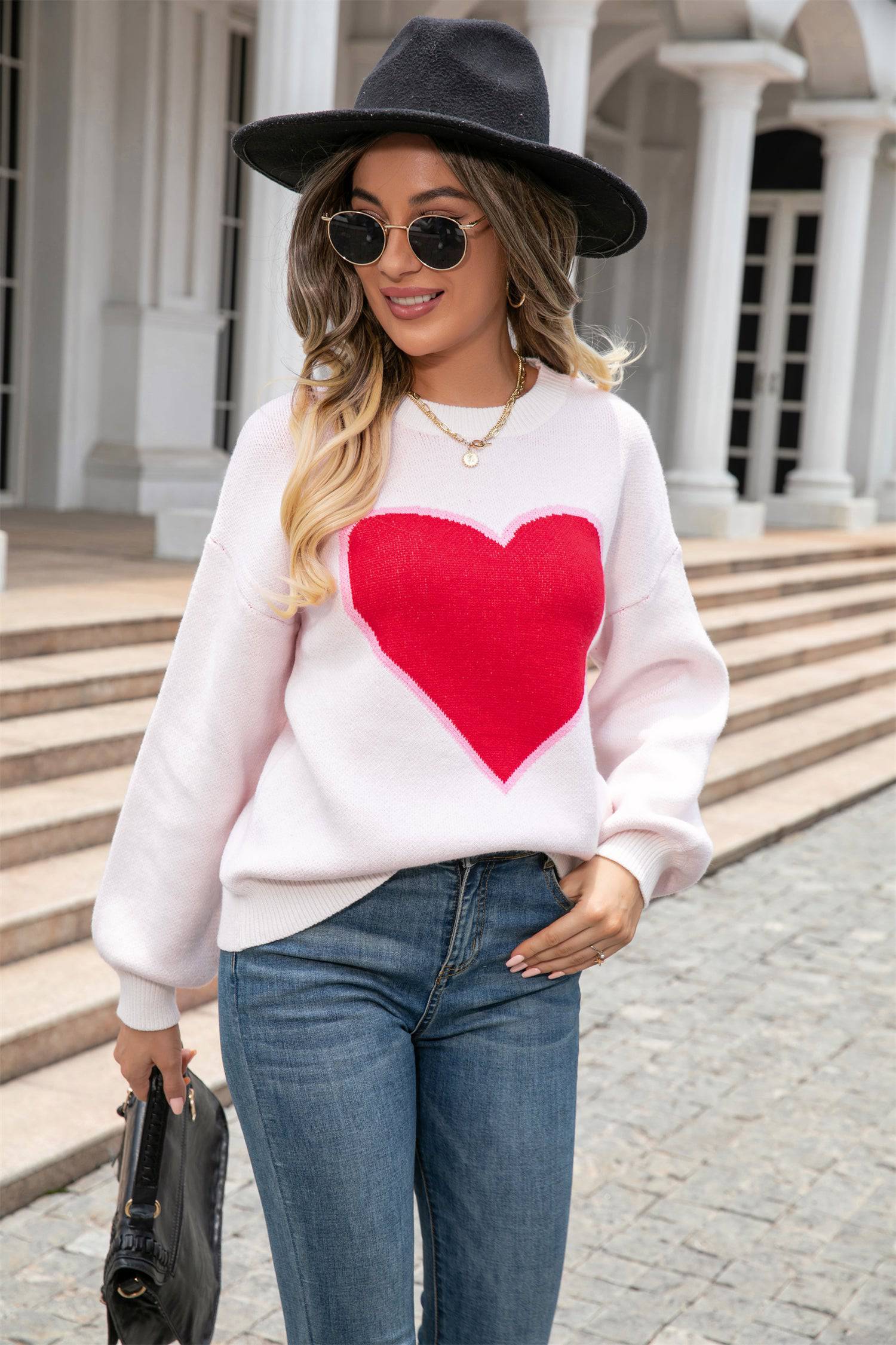 Valentine's Loose Fit Color Block Sweater    