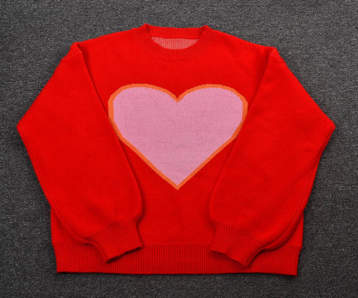 Valentine's Loose Fit Color Block Sweater    