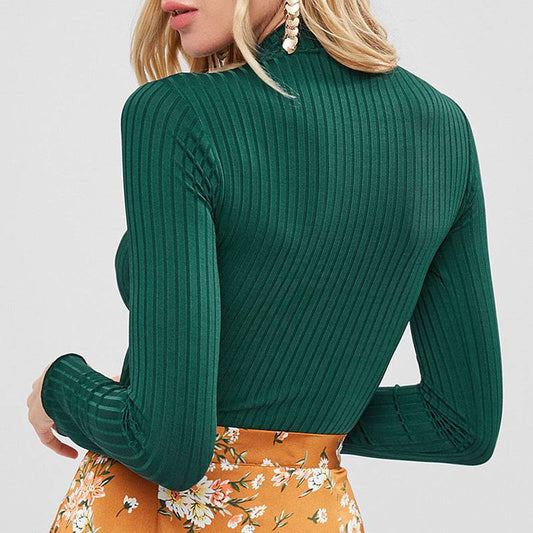 Stylish and Warm Slim-Fit Knitted Cropped Top Sweater    