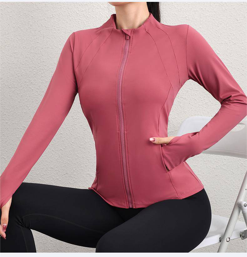 Slim Fit Sporty Zipper Jacket for Women's Autumn Workout    