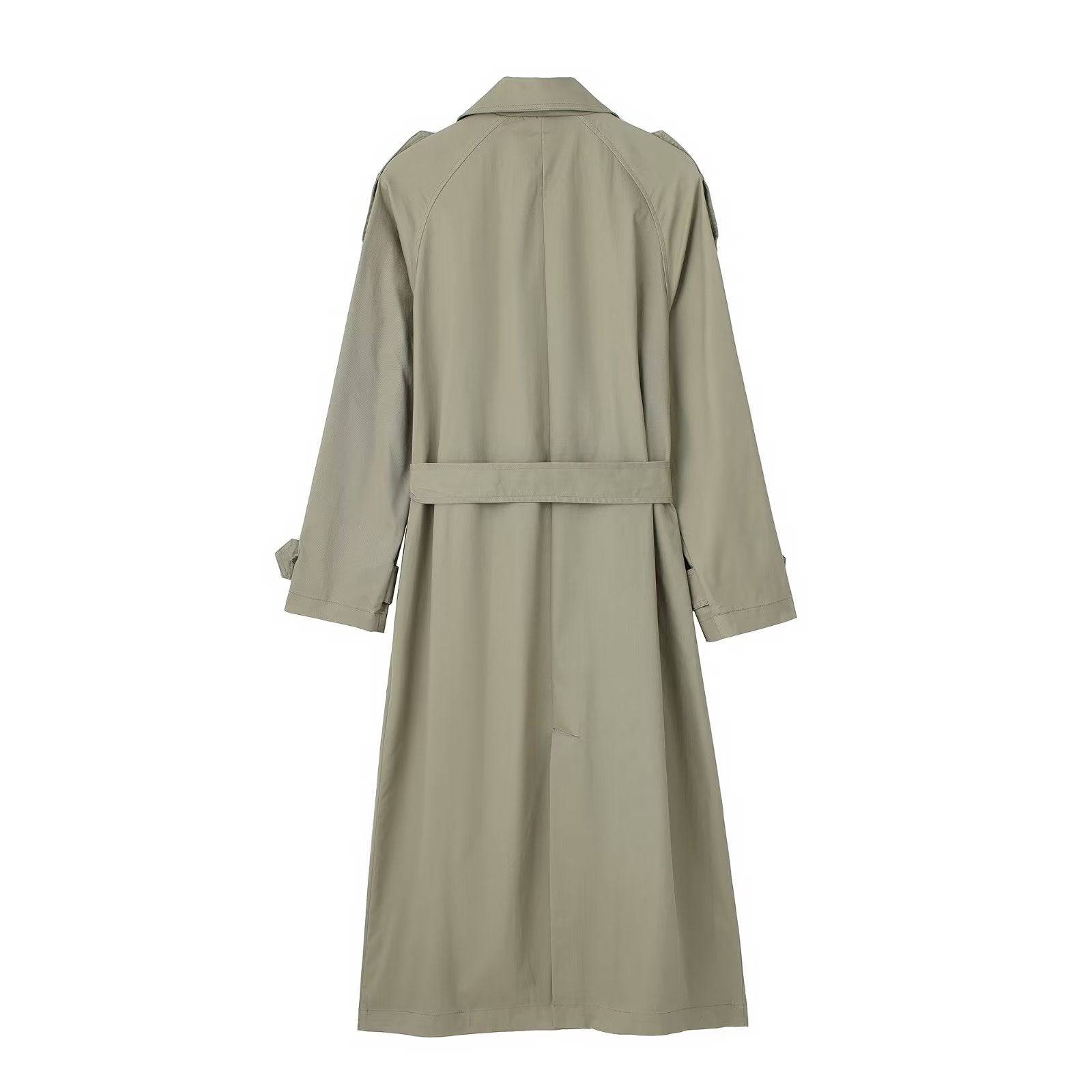 French Belted Double Breasted Trench Coat for Women with Collar    