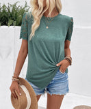 Solid Color Short Sleeve Women's T-shirt for Summer    