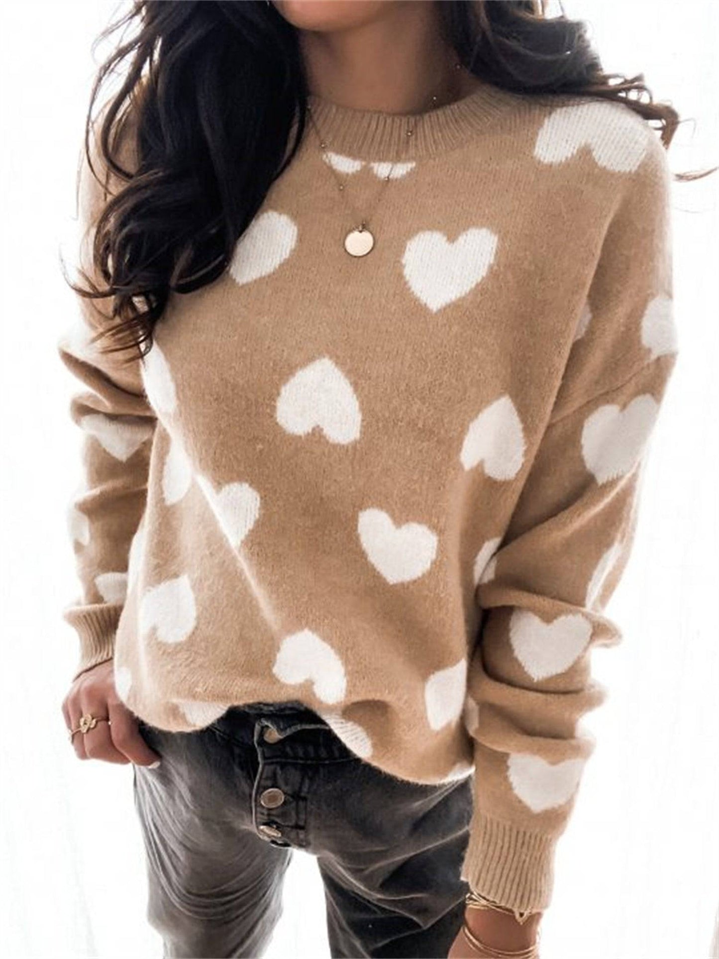 Love Jacquard Heart Sweater    