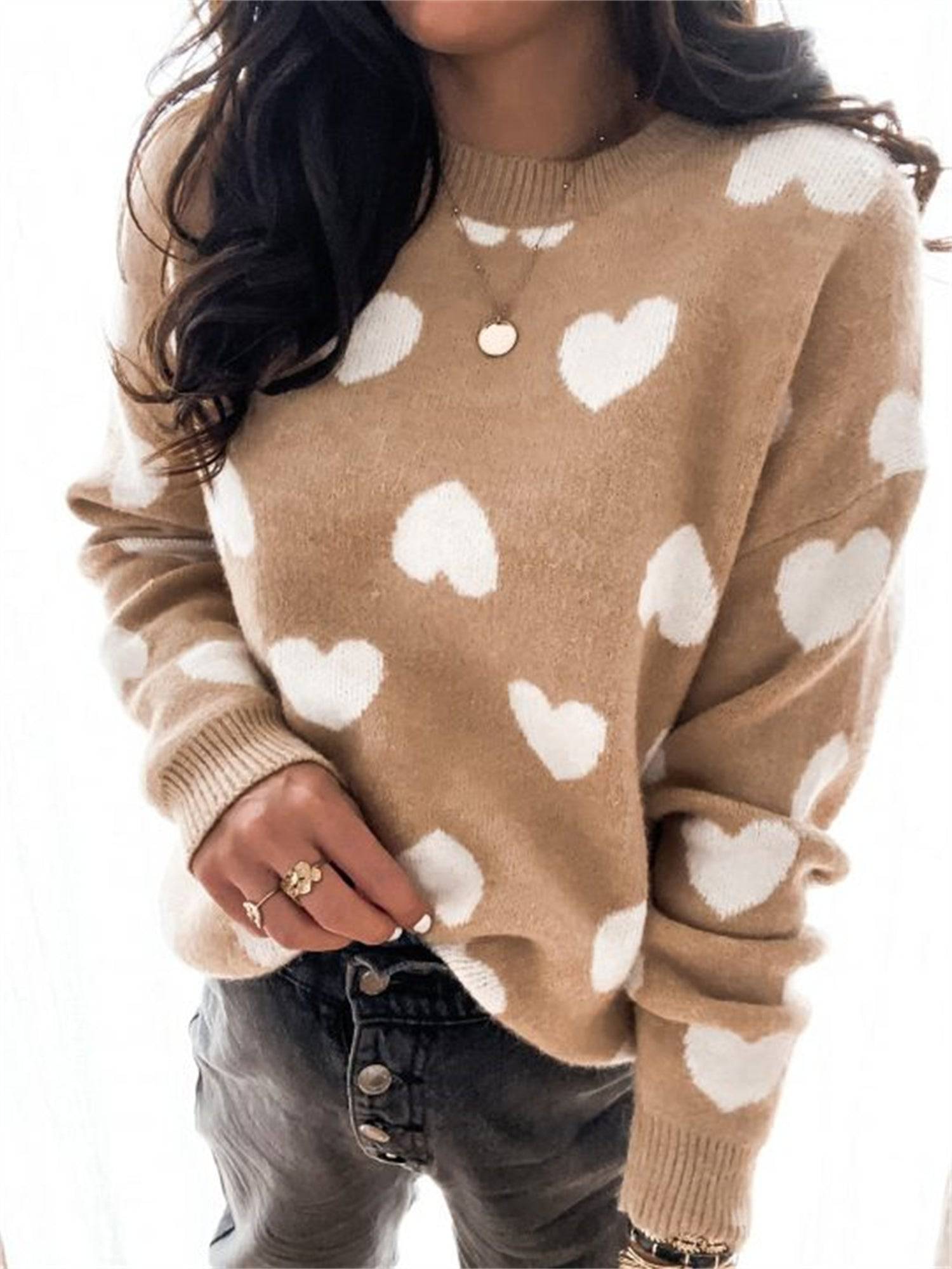 Love Jacquard Heart Sweater    