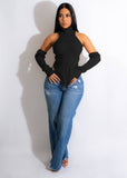 Hand Crochet Turtleneck Irregular Asymmetric Top for Autumn/Winter    