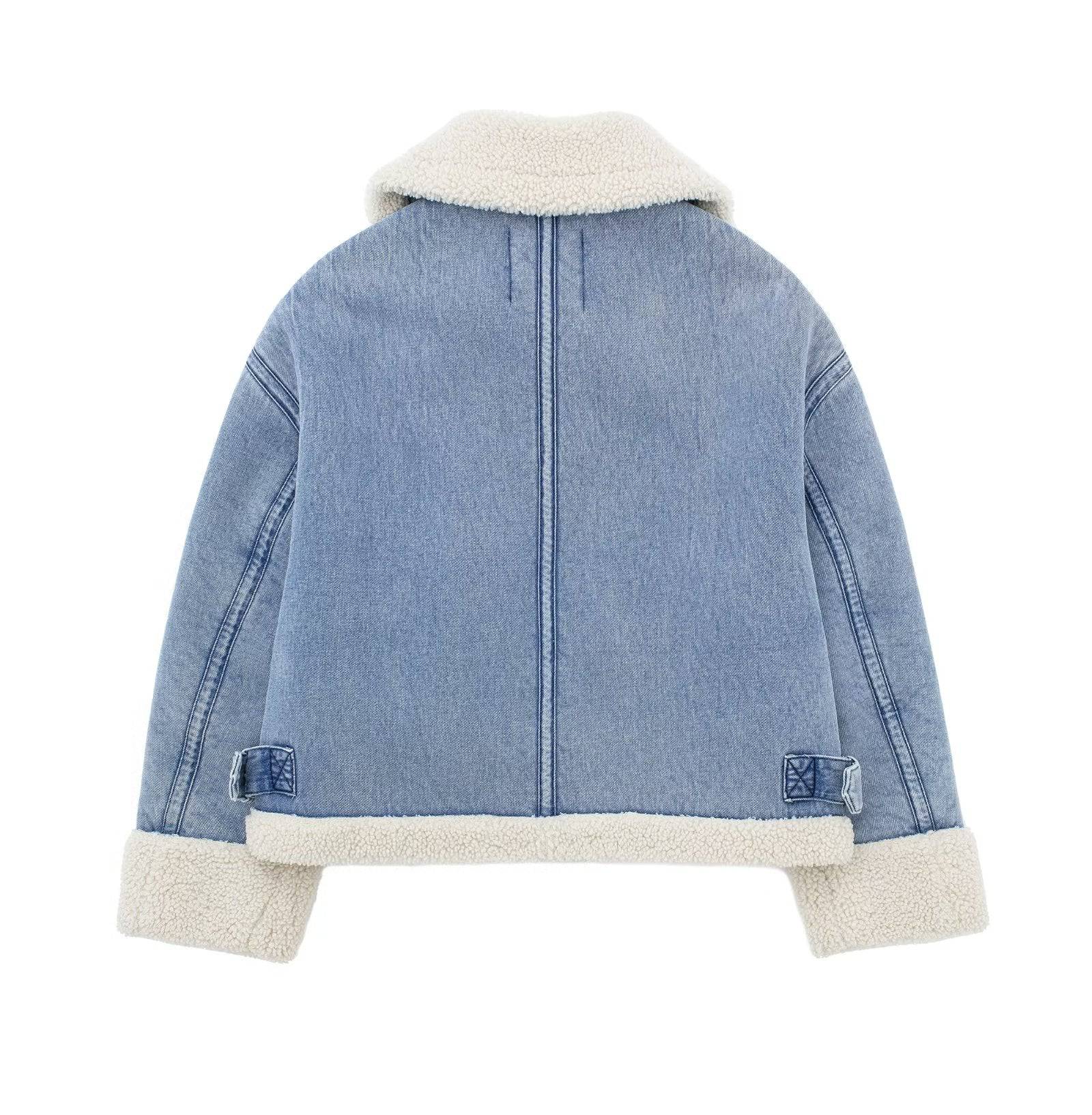 Winter Women's Reversible Street Style Jacket with Distressed Wash Effect    