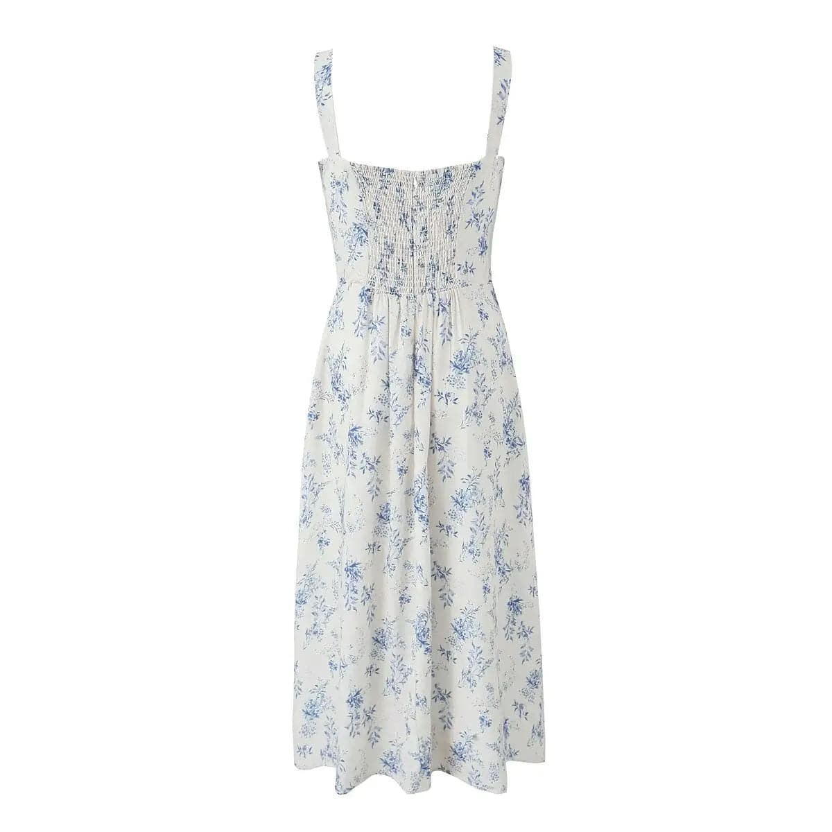 Retro Floral Print Lace-Up Waist Summer Dress    