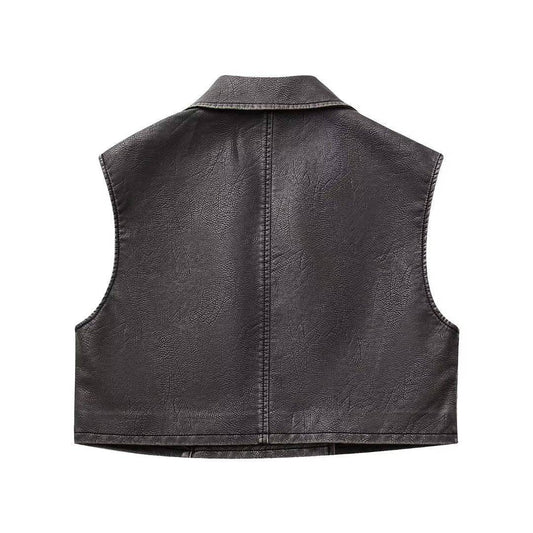 Slim Fit Zippered Pocket Vest Top for Autumn and Winter    