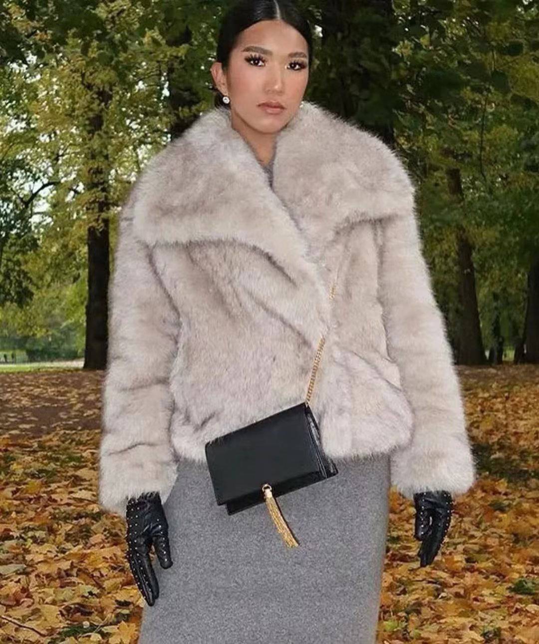 Stylish Faux Mink Fur Winter Coat with Pocket    