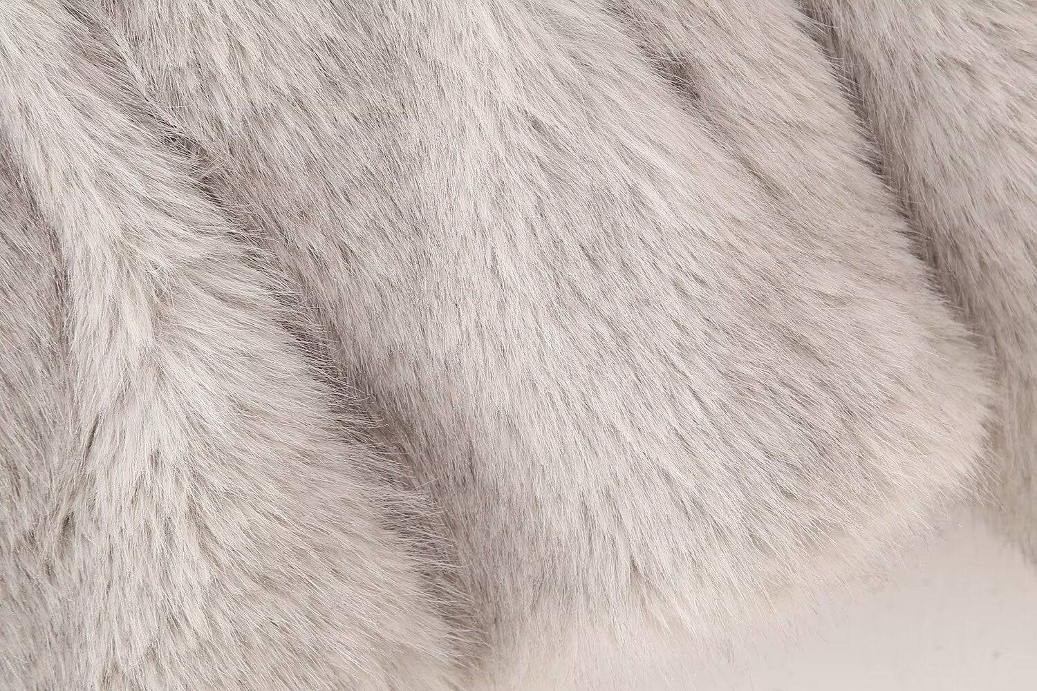 Stylish Faux Mink Fur Winter Coat with Pocket    