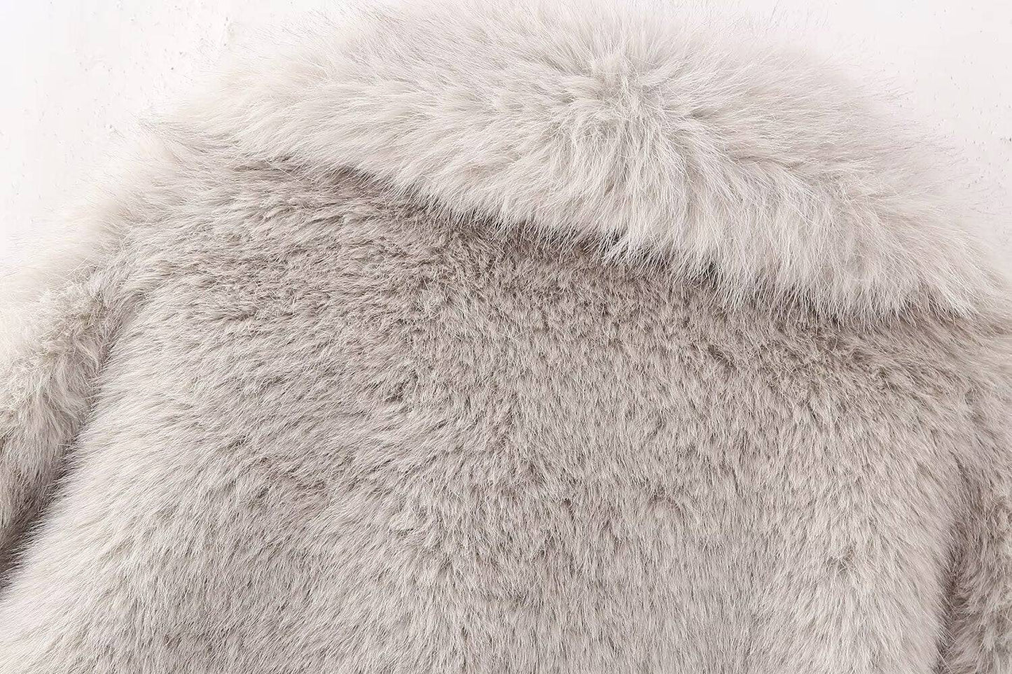 Stylish Faux Mink Fur Winter Coat with Pocket    