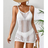 Short Knitted Texture Hollow Out Beach Camisole Dress    