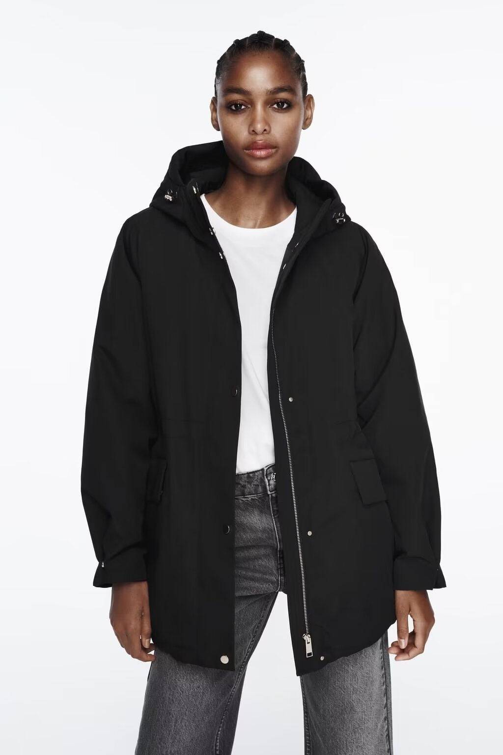 French Hooded Cotton Parka Jacket for Women    