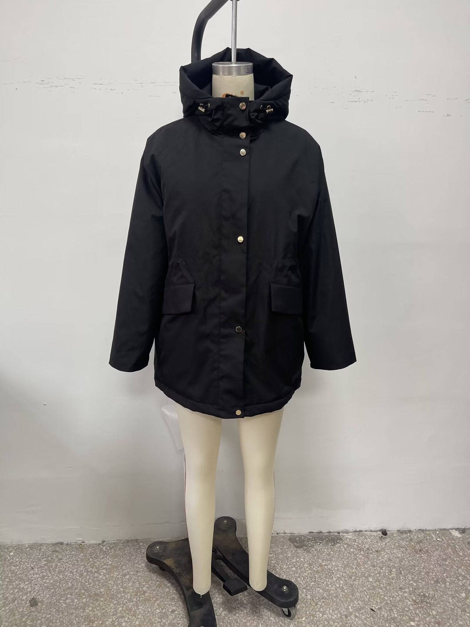 French Hooded Cotton Parka Jacket for Women    