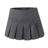 Flattering High Waist Pleated Skirt with Chic Bow    