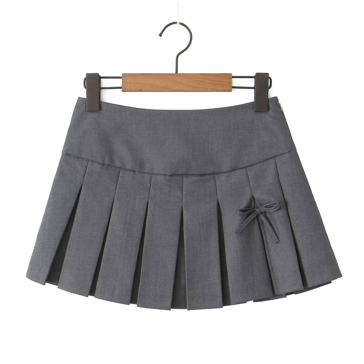 Flattering High Waist Pleated Skirt with Chic Bow    