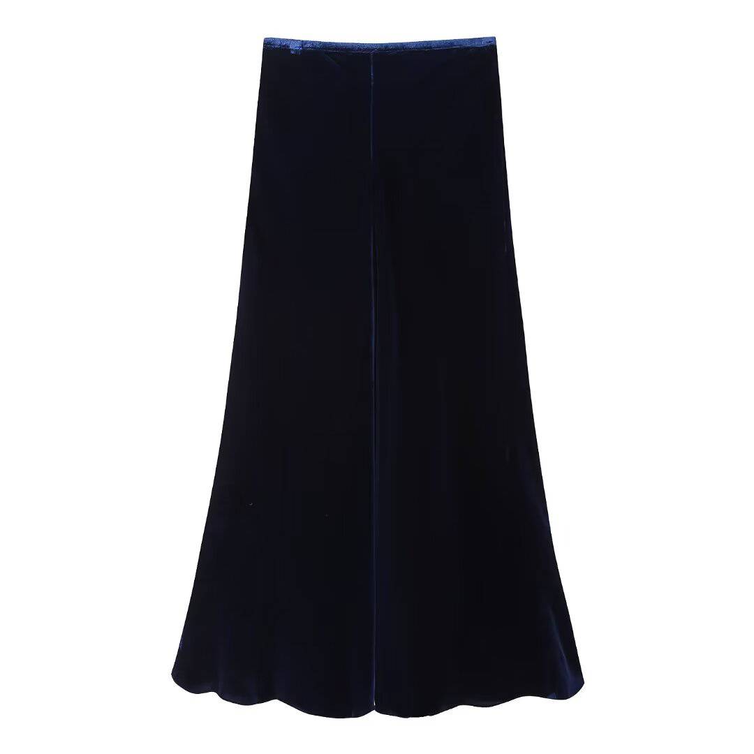 Velvet Midi Skirt with High Waist for Women    