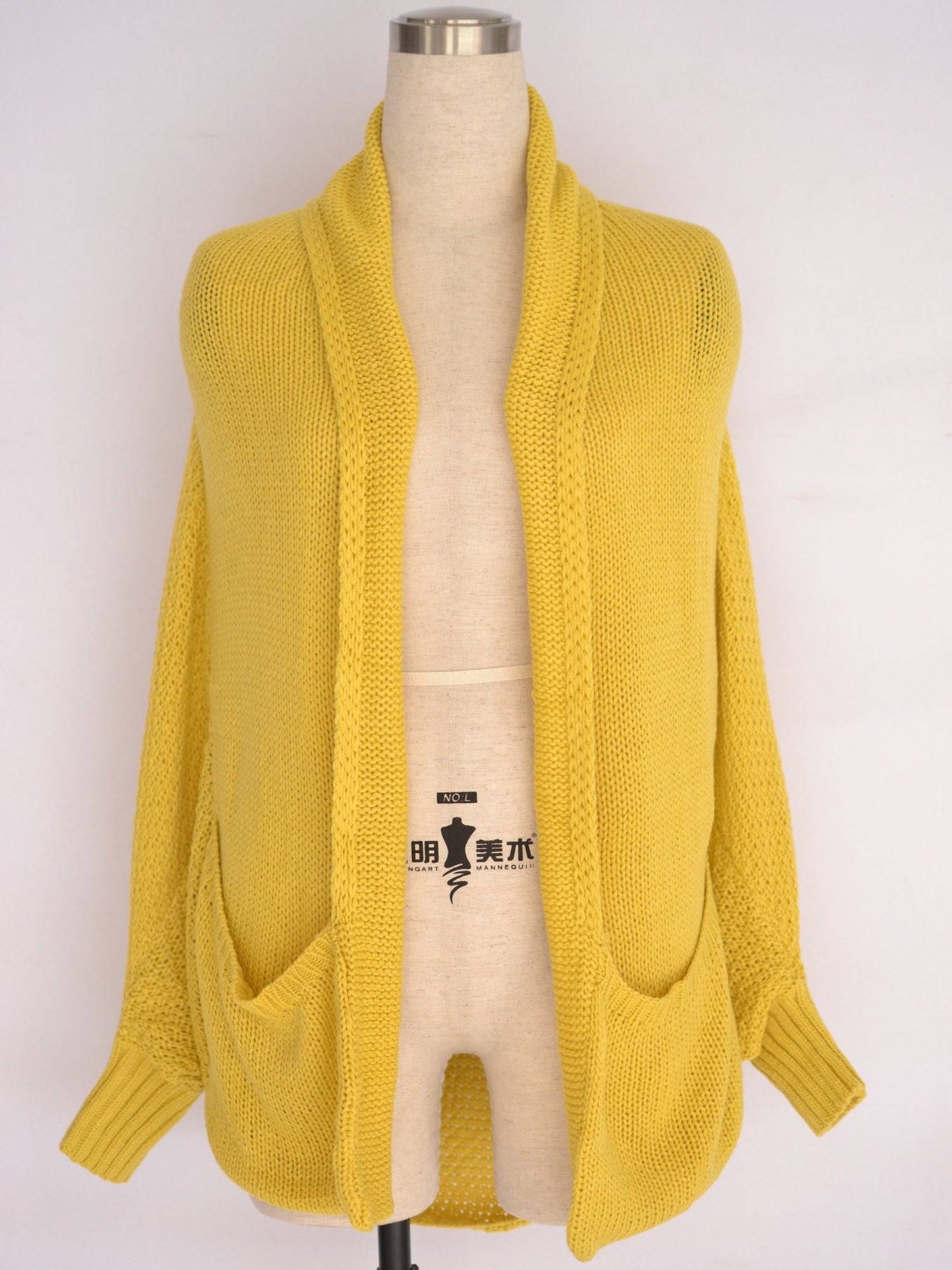 Oversized Knit Cardigan Sweater with Batwing Sleeves for Winter    