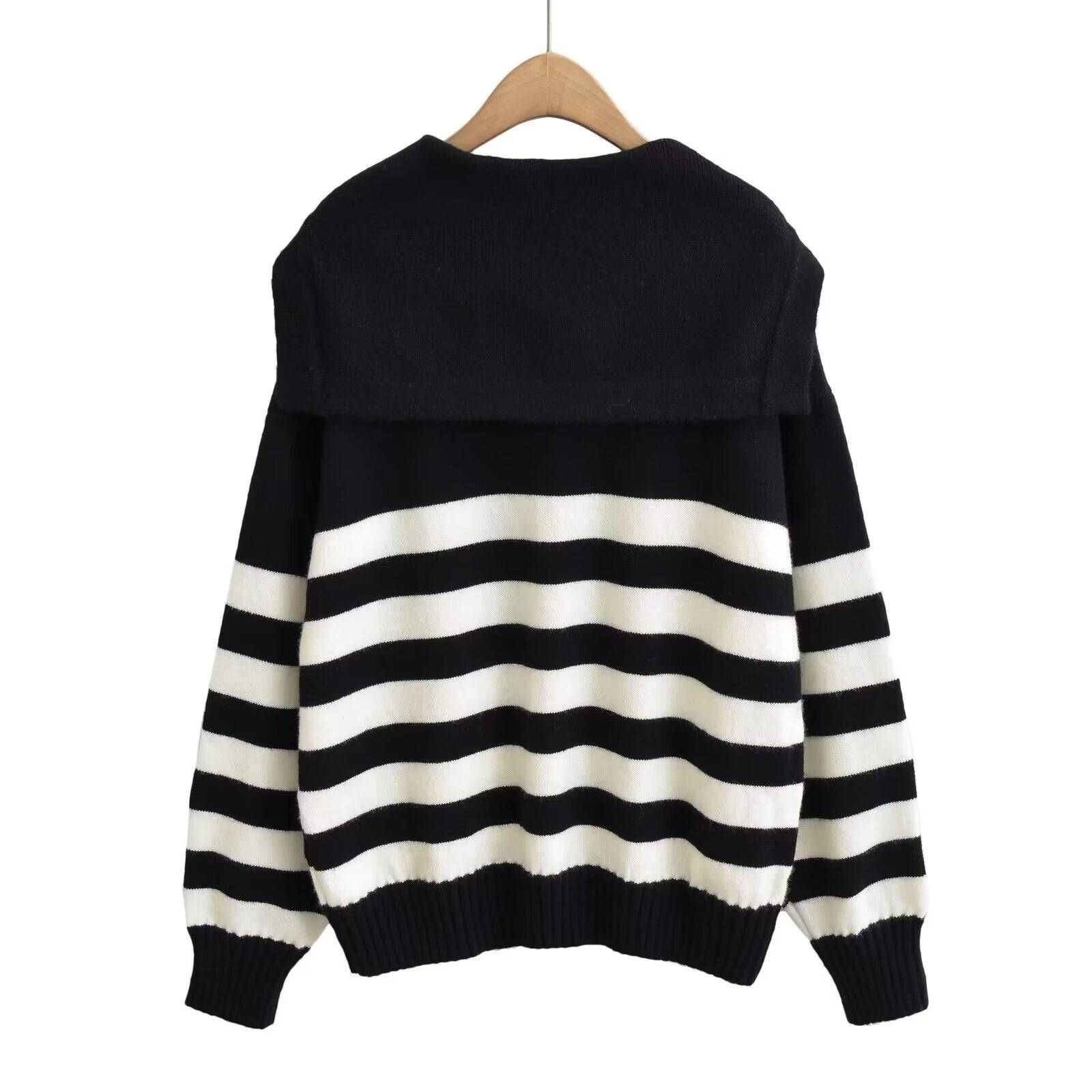 French Chic Striped Long Sleeve Sweater    