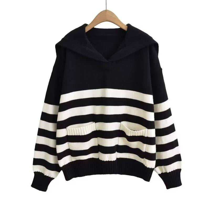 French Chic Striped Long Sleeve Sweater    