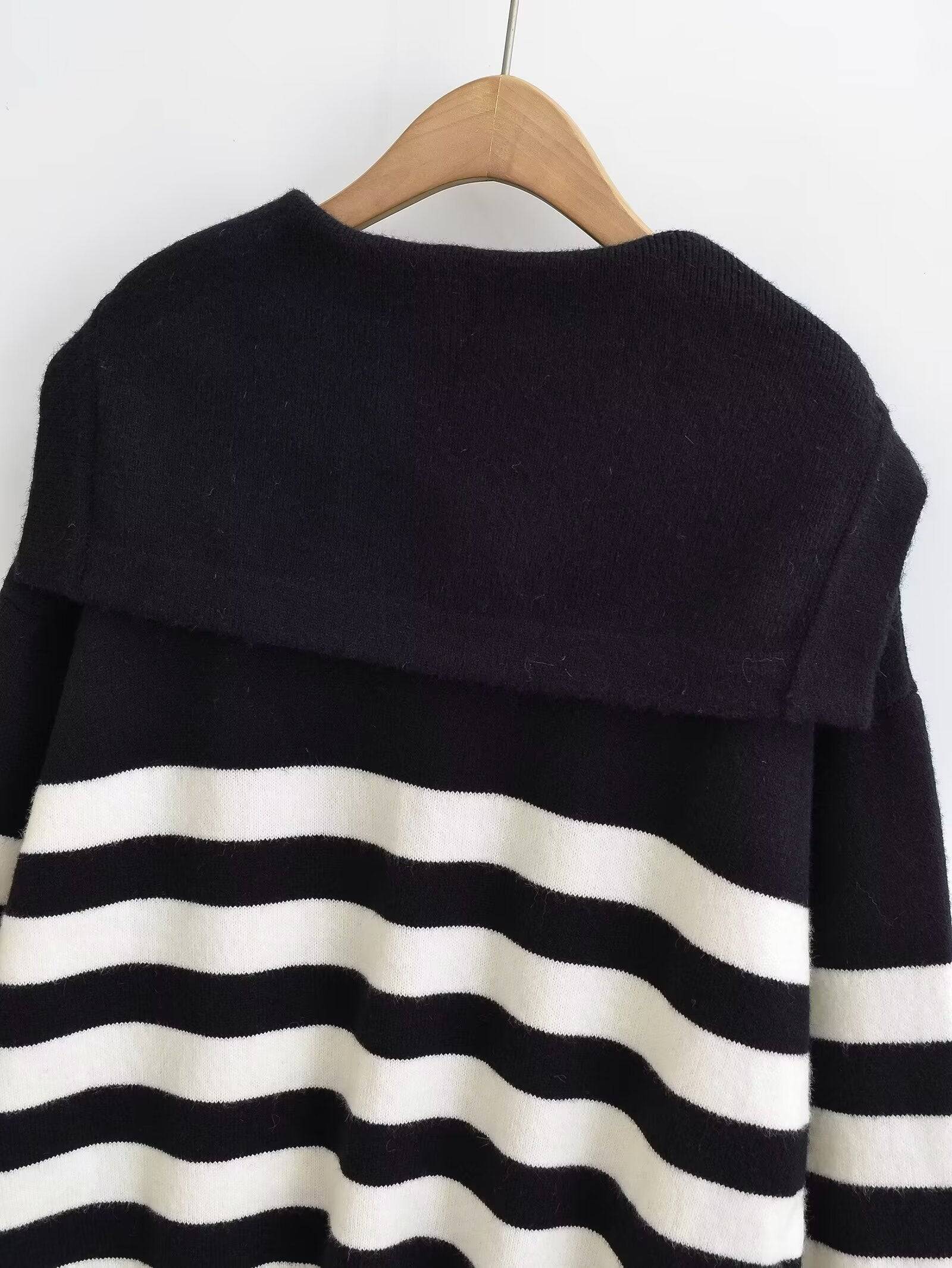 French Chic Striped Long Sleeve Sweater    