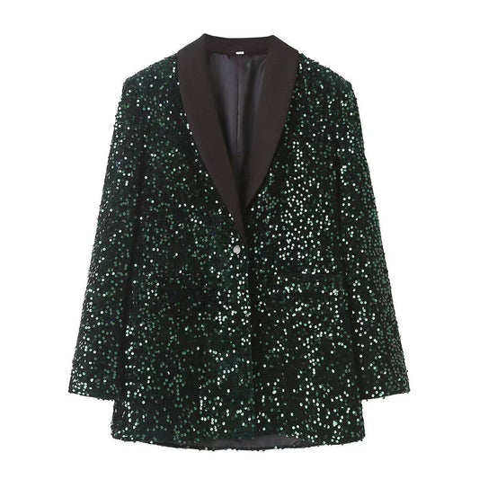 Sequin Loose Blazer for Women's Autumn and Winter Wardrobe    